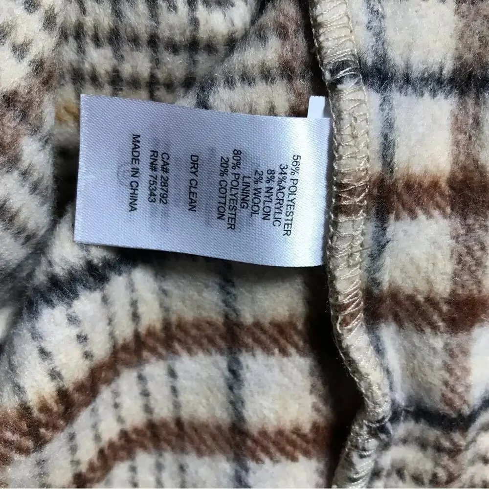 Joie XL soft button front shacket jacket tan plaid fall autumn cozy casual